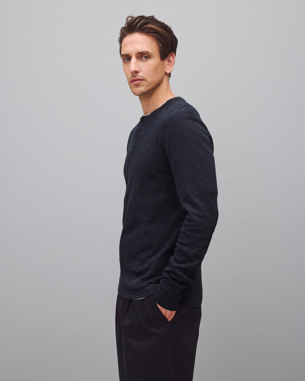 1X1 Slub Slim Henley J6
